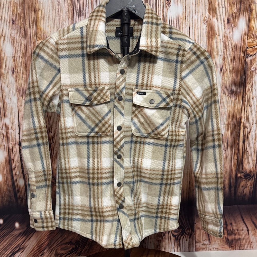O'Neill Beige and Blue Plaid Shirt